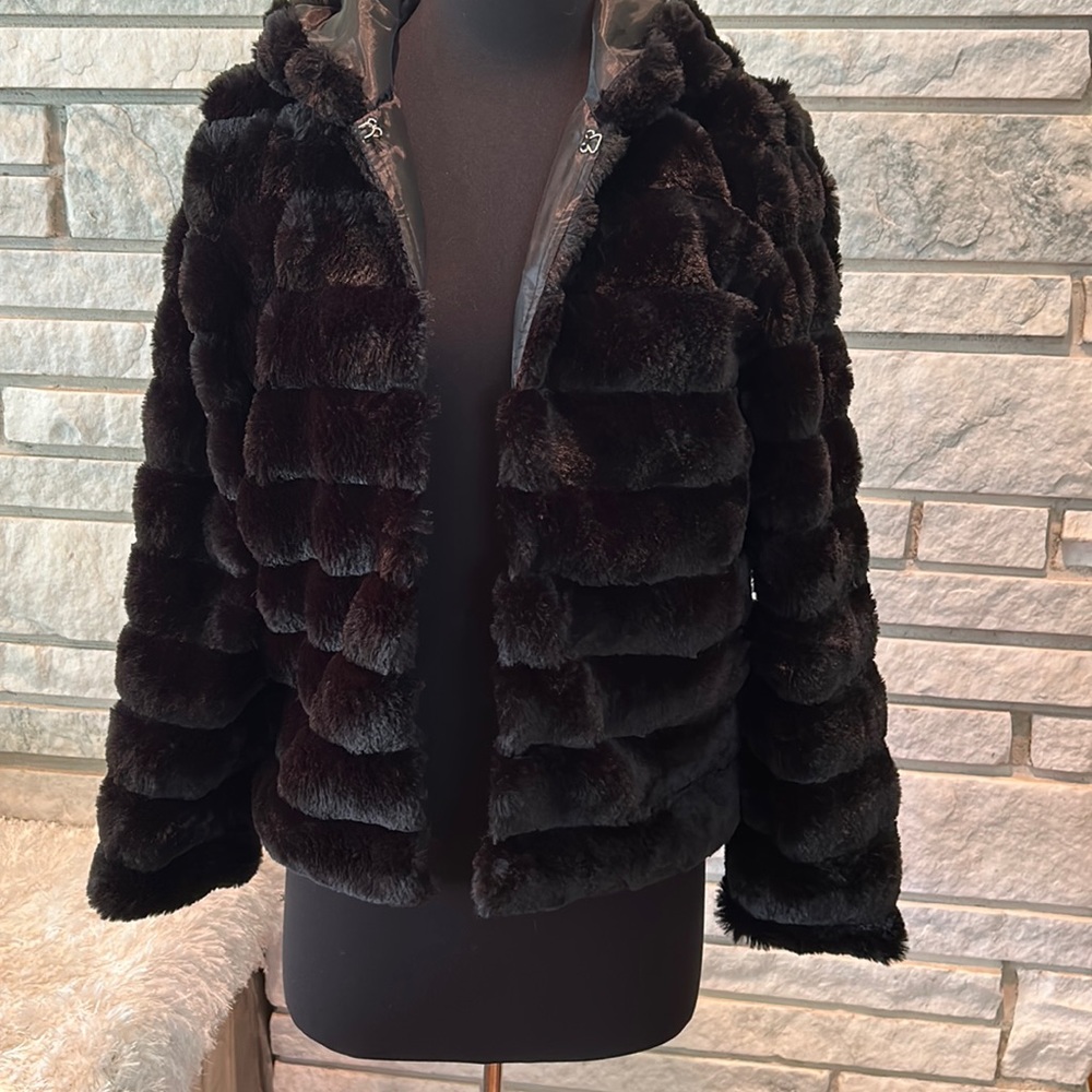 No Name Faux Rabbit jacket with hood